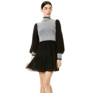 Alice + Olivia Black and White Long Sleeve Dress